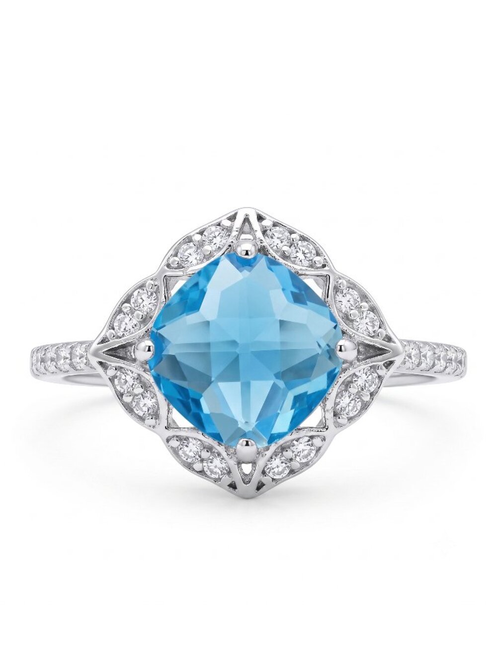 Blue Topaz Gem vintage style ring,  size 7, 925 Sterling Silver Charmed Aroma